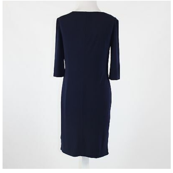 Anne Klein 3/4 sleeve Navy Blue stretch dress - Picture 5 of 7
